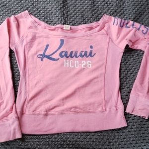 HOLLISTER SZ L KAWAII PINK OFF SHOULDER SWEATSHIRT